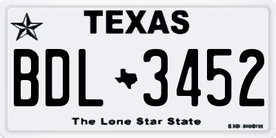 TX license plate BDL3452