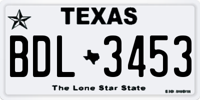 TX license plate BDL3453