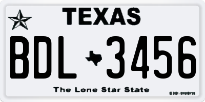 TX license plate BDL3456