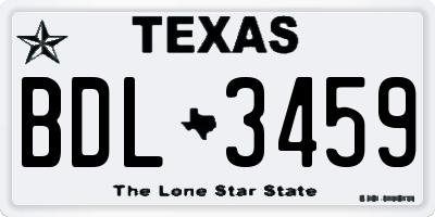 TX license plate BDL3459