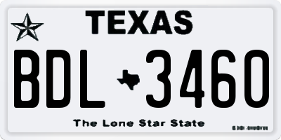 TX license plate BDL3460