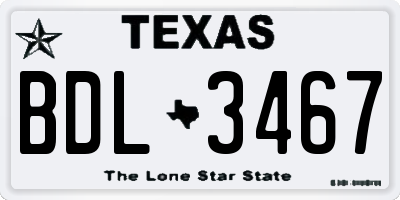 TX license plate BDL3467