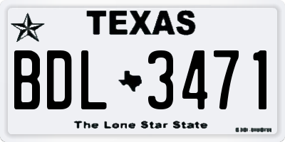 TX license plate BDL3471