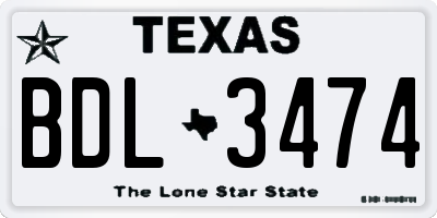 TX license plate BDL3474