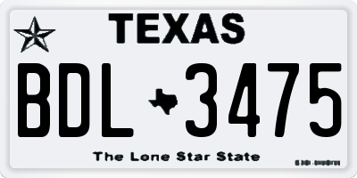 TX license plate BDL3475