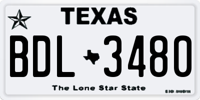 TX license plate BDL3480