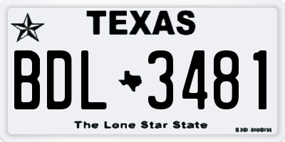TX license plate BDL3481