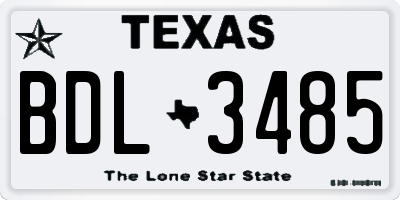 TX license plate BDL3485