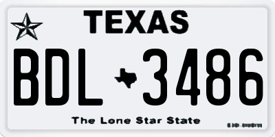 TX license plate BDL3486