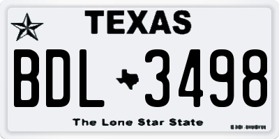 TX license plate BDL3498