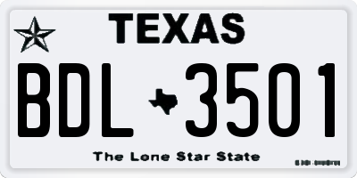 TX license plate BDL3501