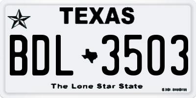TX license plate BDL3503
