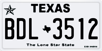 TX license plate BDL3512
