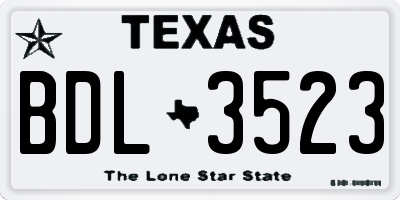 TX license plate BDL3523