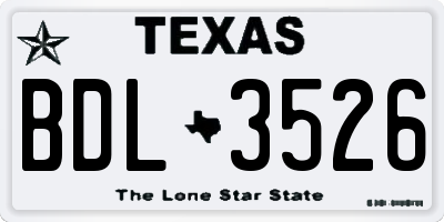 TX license plate BDL3526