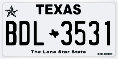 TX license plate BDL3531