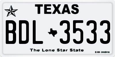 TX license plate BDL3533