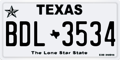 TX license plate BDL3534