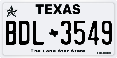 TX license plate BDL3549