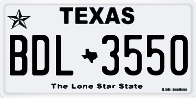 TX license plate BDL3550
