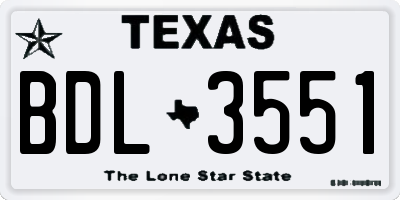TX license plate BDL3551