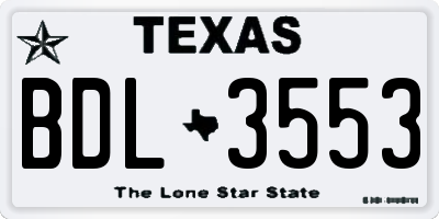 TX license plate BDL3553
