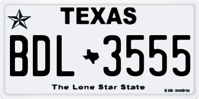 TX license plate BDL3555