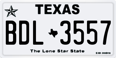 TX license plate BDL3557