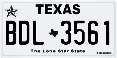 TX license plate BDL3561