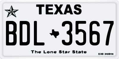 TX license plate BDL3567