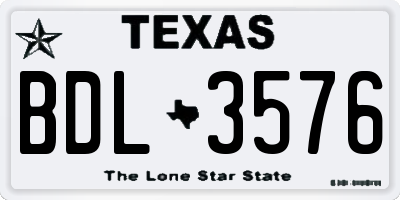 TX license plate BDL3576