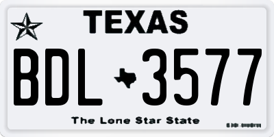 TX license plate BDL3577