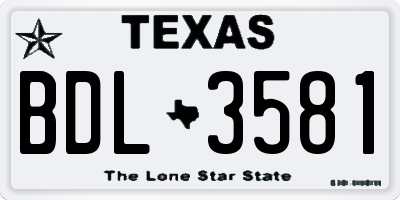TX license plate BDL3581