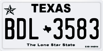 TX license plate BDL3583