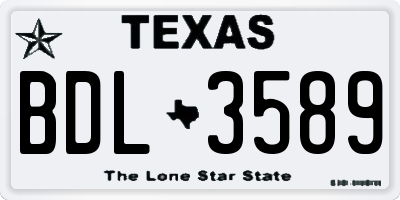 TX license plate BDL3589