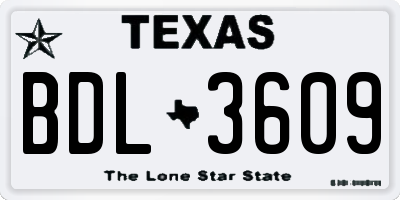TX license plate BDL3609