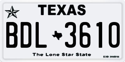 TX license plate BDL3610