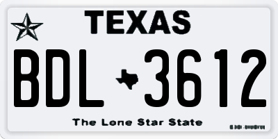 TX license plate BDL3612