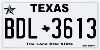 TX license plate BDL3613