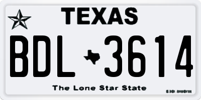 TX license plate BDL3614