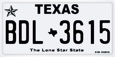 TX license plate BDL3615