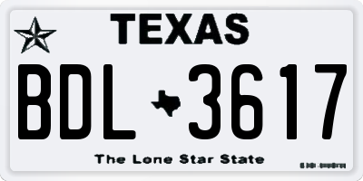 TX license plate BDL3617