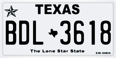 TX license plate BDL3618