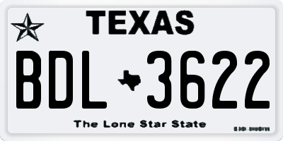 TX license plate BDL3622