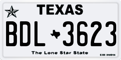 TX license plate BDL3623