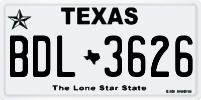 TX license plate BDL3626
