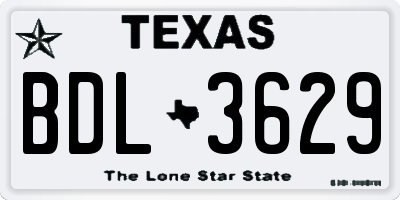 TX license plate BDL3629