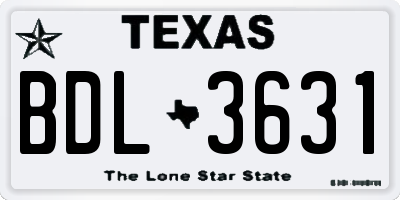TX license plate BDL3631