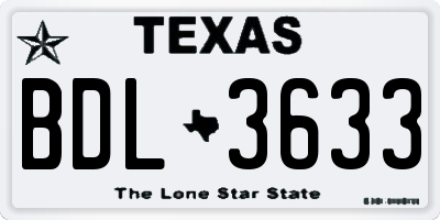 TX license plate BDL3633