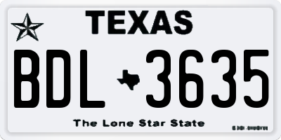 TX license plate BDL3635